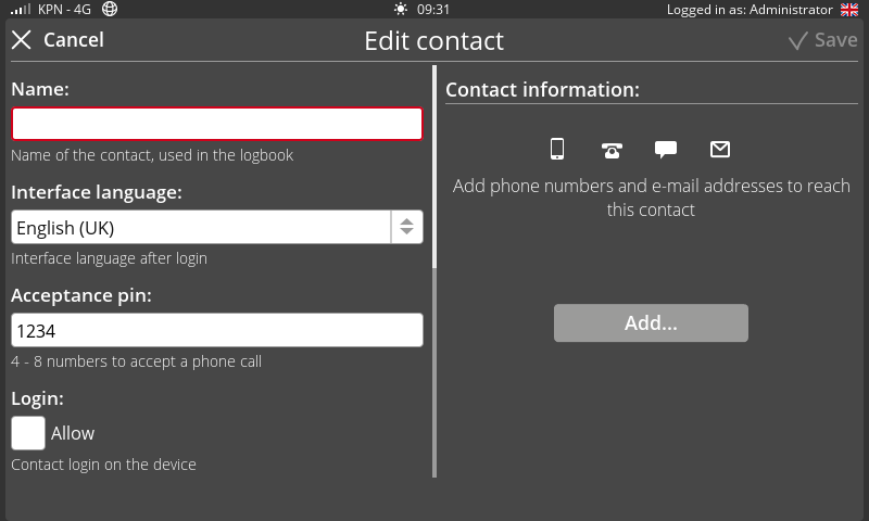 Screenshot NewContact