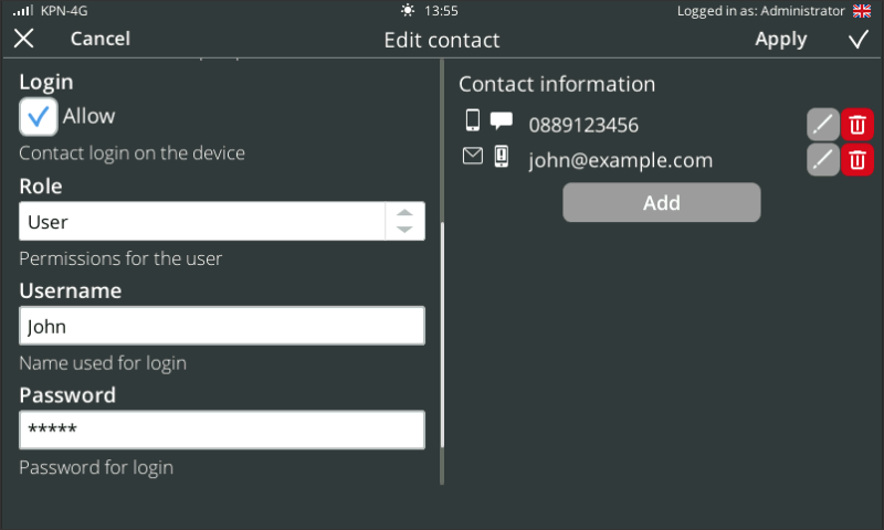 Screenshot NewContactJohn