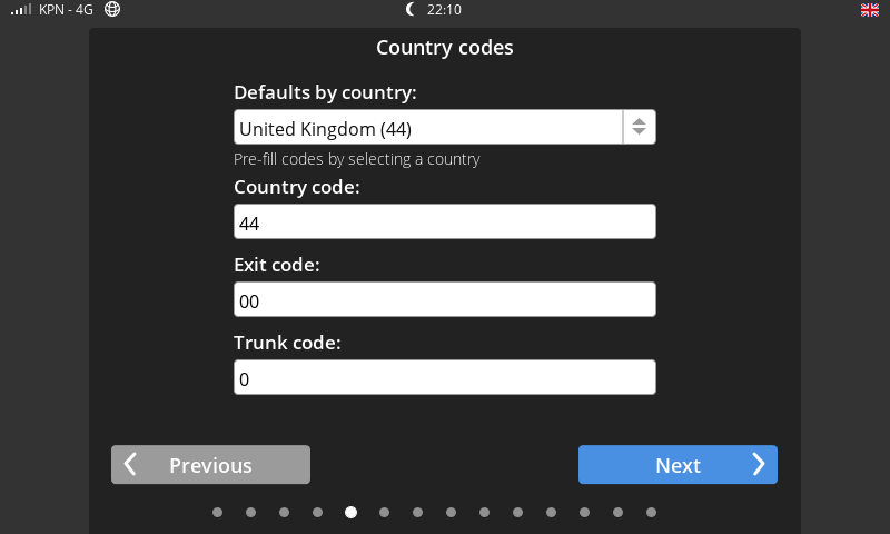 screen onboarding country code