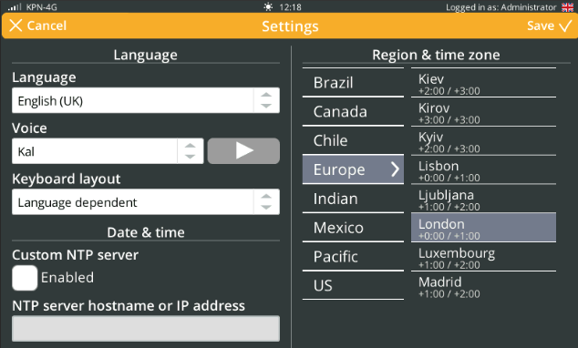 Screenshot Language settings