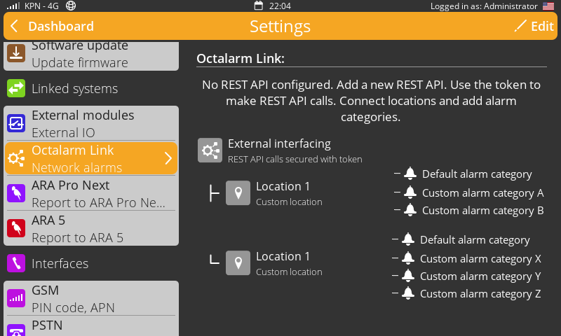 Screenshot Octalarm Link