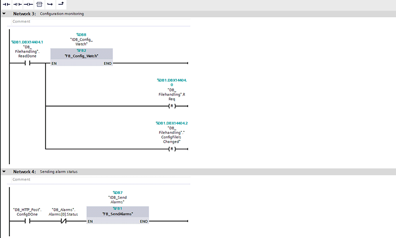 Screenshot call of two FBs with corresponding conditions
