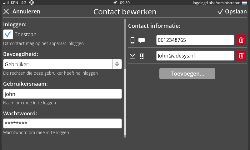 Screenshot NewContactJohnRole