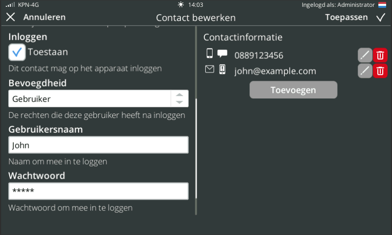 Screenshot NewContactJohn