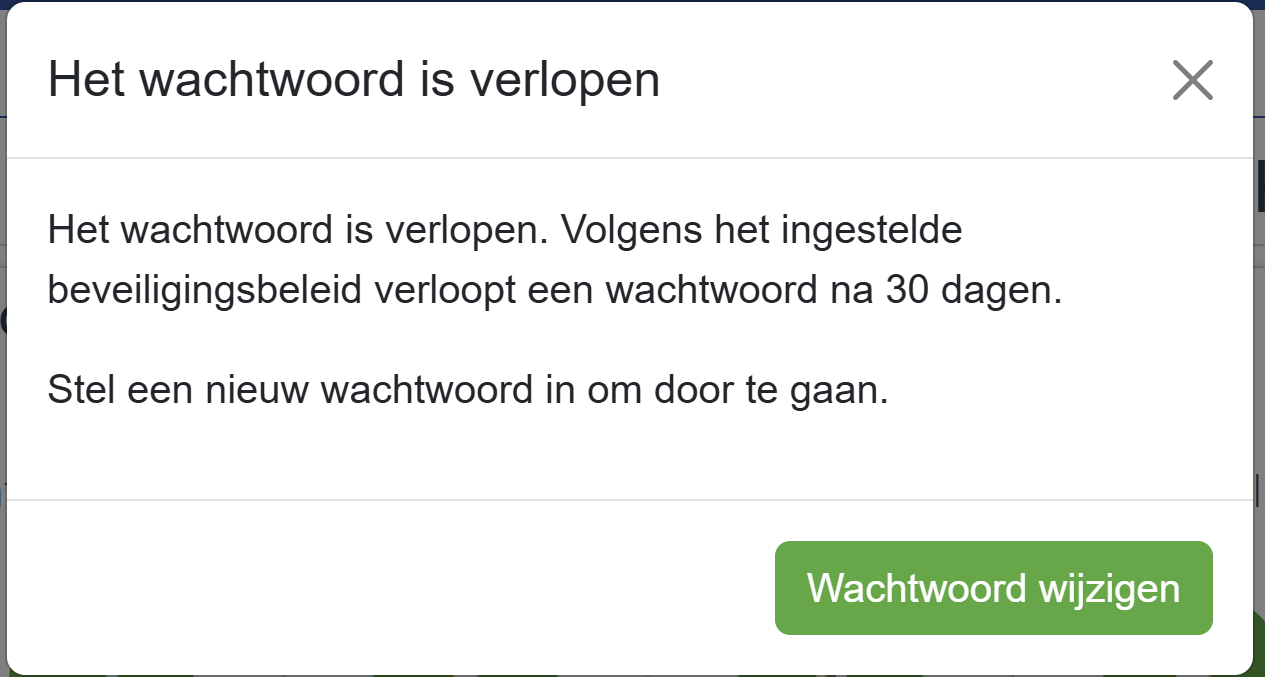 Screenshot verlopen wachtwoord