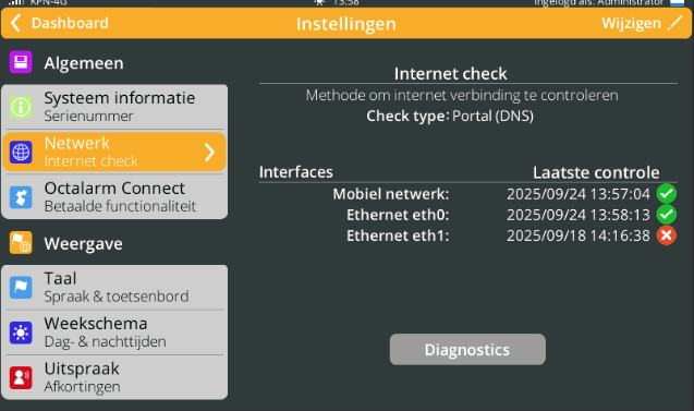 Screenshot netwerk: internetcheck