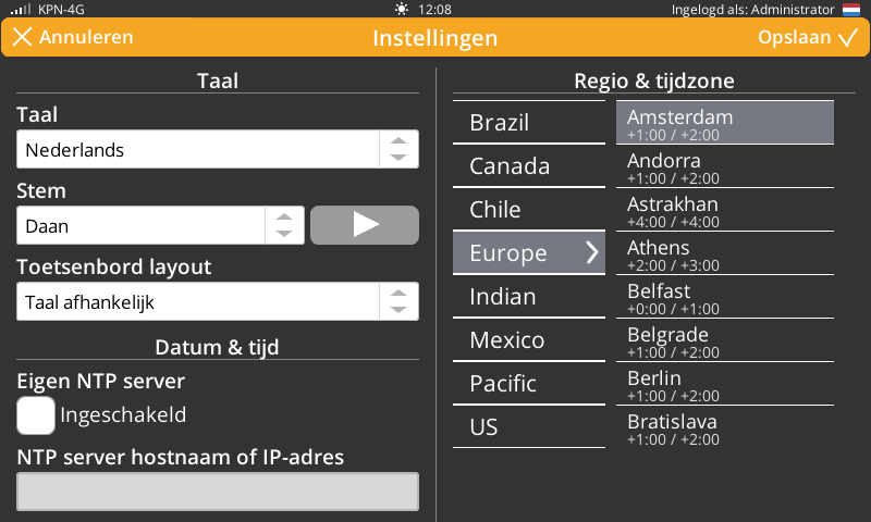 Screenshot instellingen taal