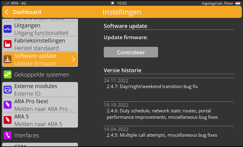 Screenshot Software update